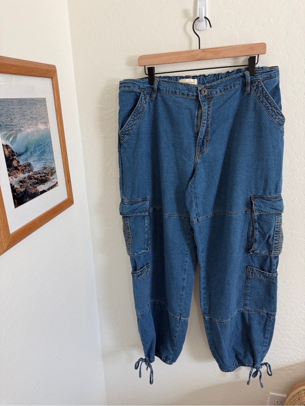 Outland Denim Utility Cargo Barrel Jeans Organic Cotton Blue - Picture 2 of 6